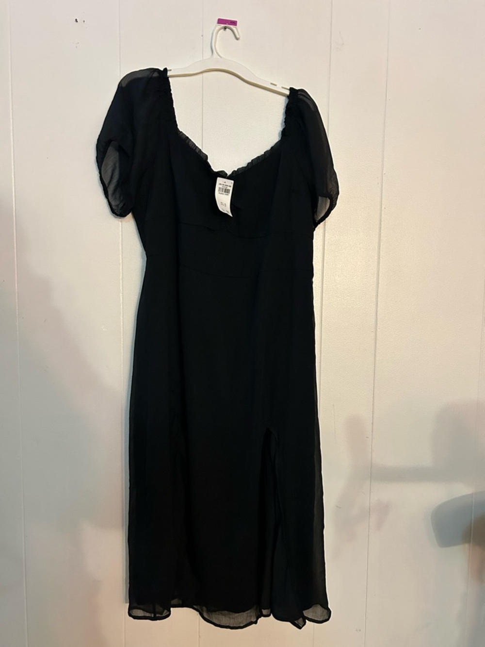 Hollister Black Midi Dress with Puff Sleeves